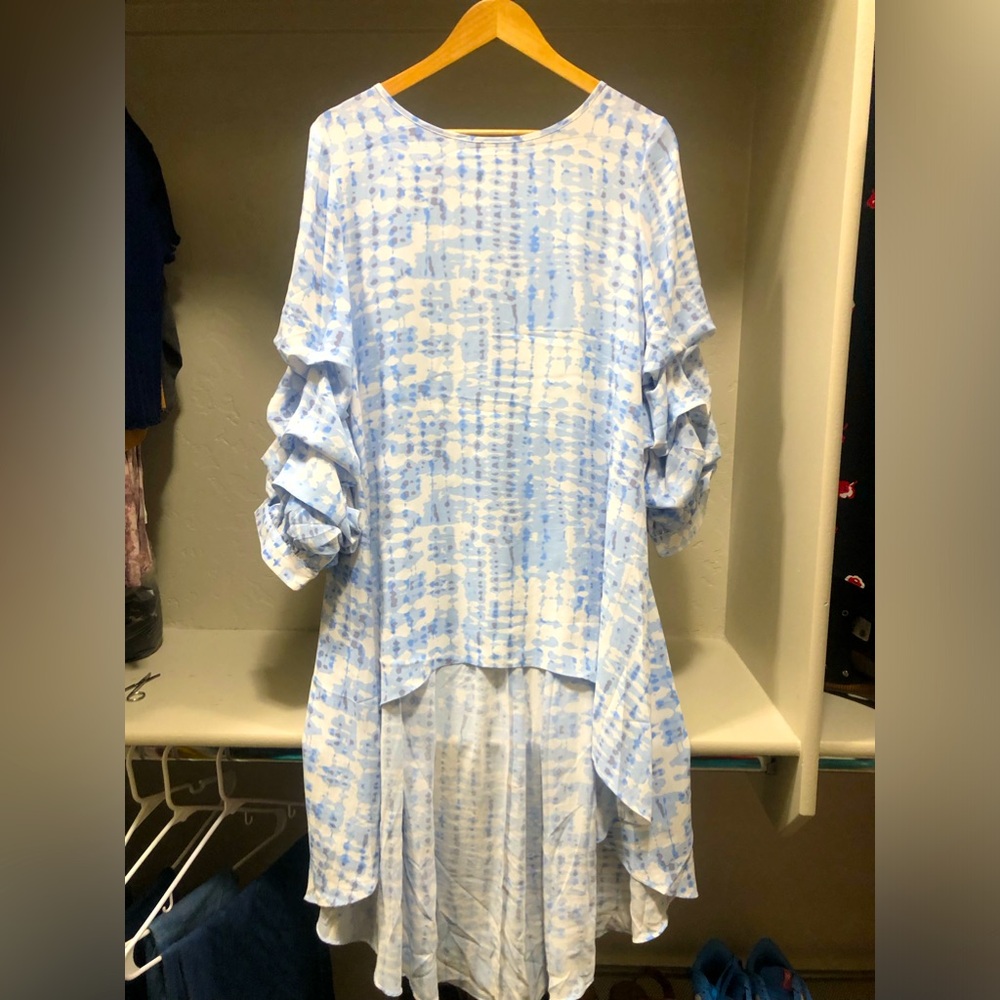 Patrizia Luca blue tunic blouse